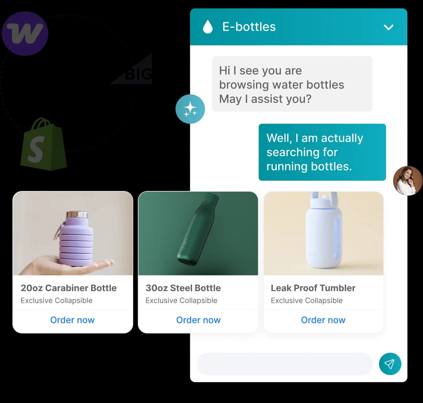 Reflys chatbot helping an online store answer product questions and order status in real time