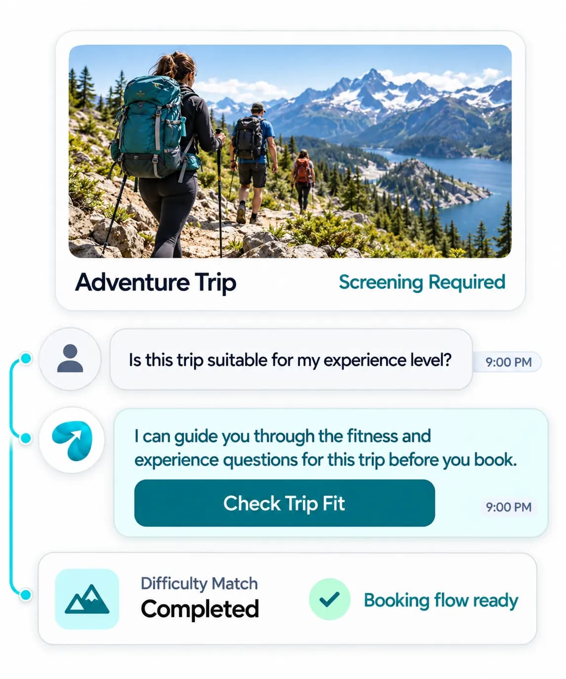 Adventure Tourism Automation: a customer question answered and confirmed in a Reflys chat