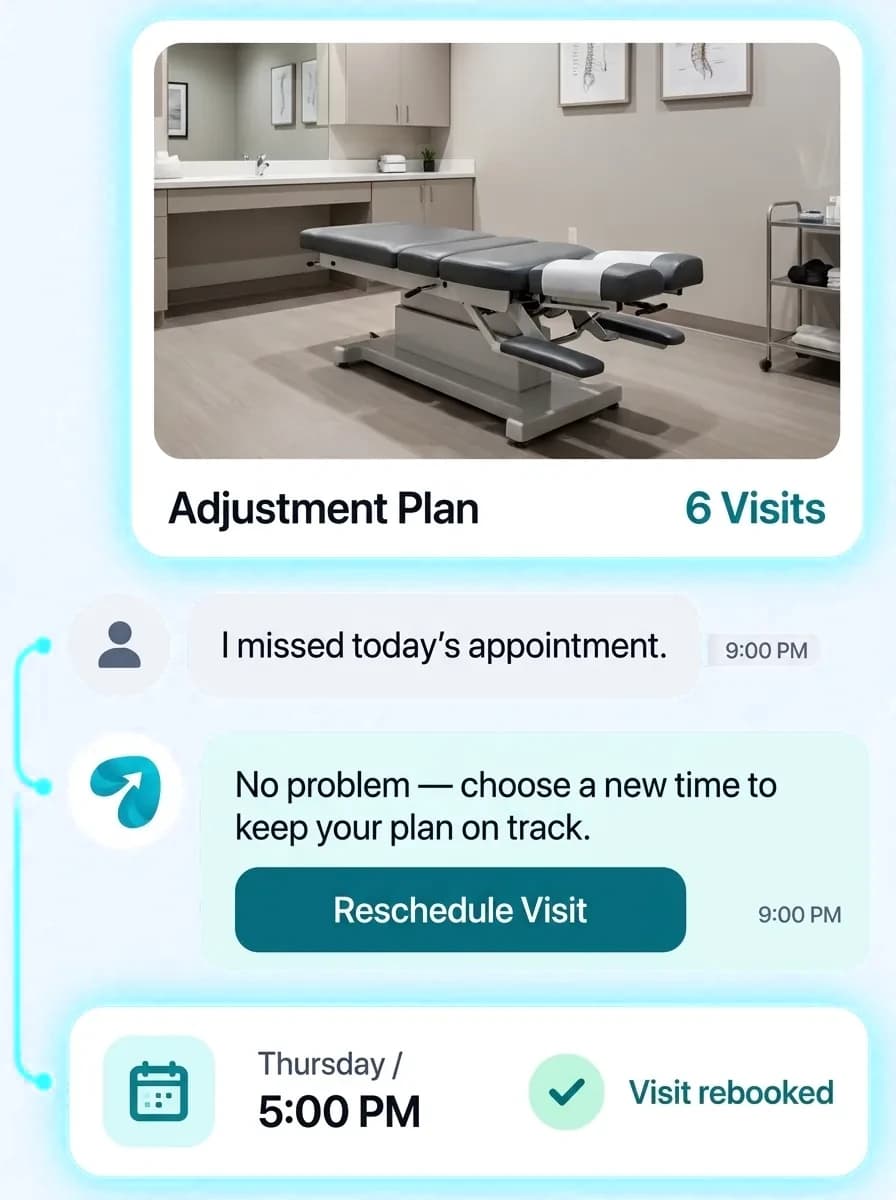Chiropractic Clinic Automation: a customer question answered and confirmed in a Reflys chat