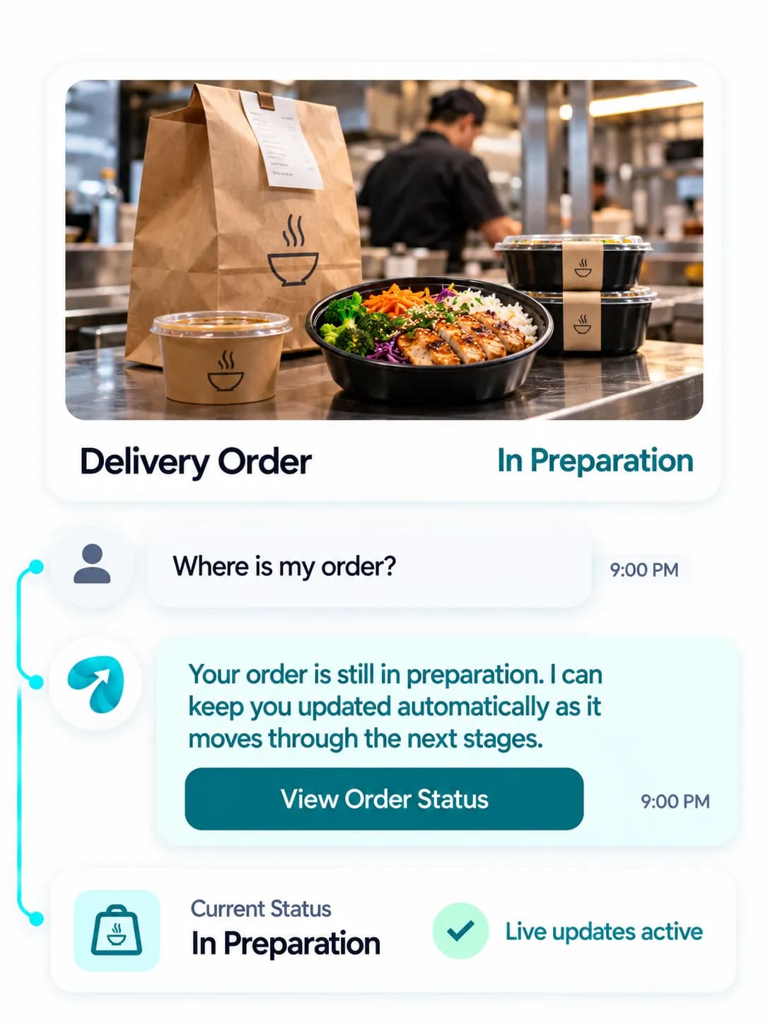 Cloud Kitchen Automation: a customer question answered and confirmed in a Reflys chat