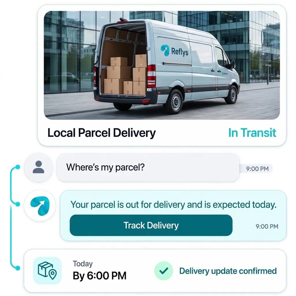 Courier & Parcel Automation: a customer question answered and confirmed in a Reflys chat