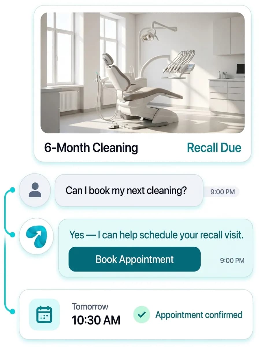 Dental Practice Automation: a customer question answered and confirmed in a Reflys chat
