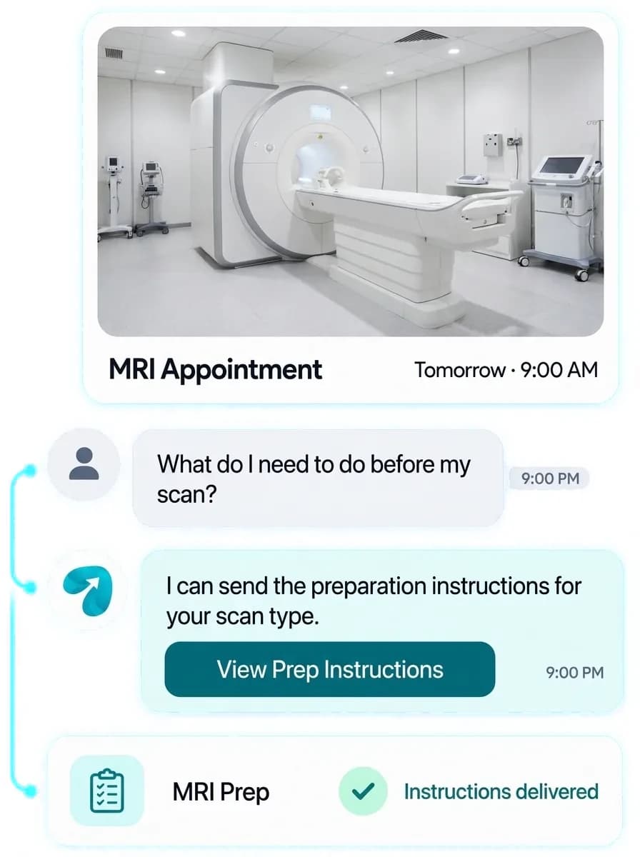 Diagnostic Imaging Center Automation: a customer question answered and confirmed in a Reflys chat