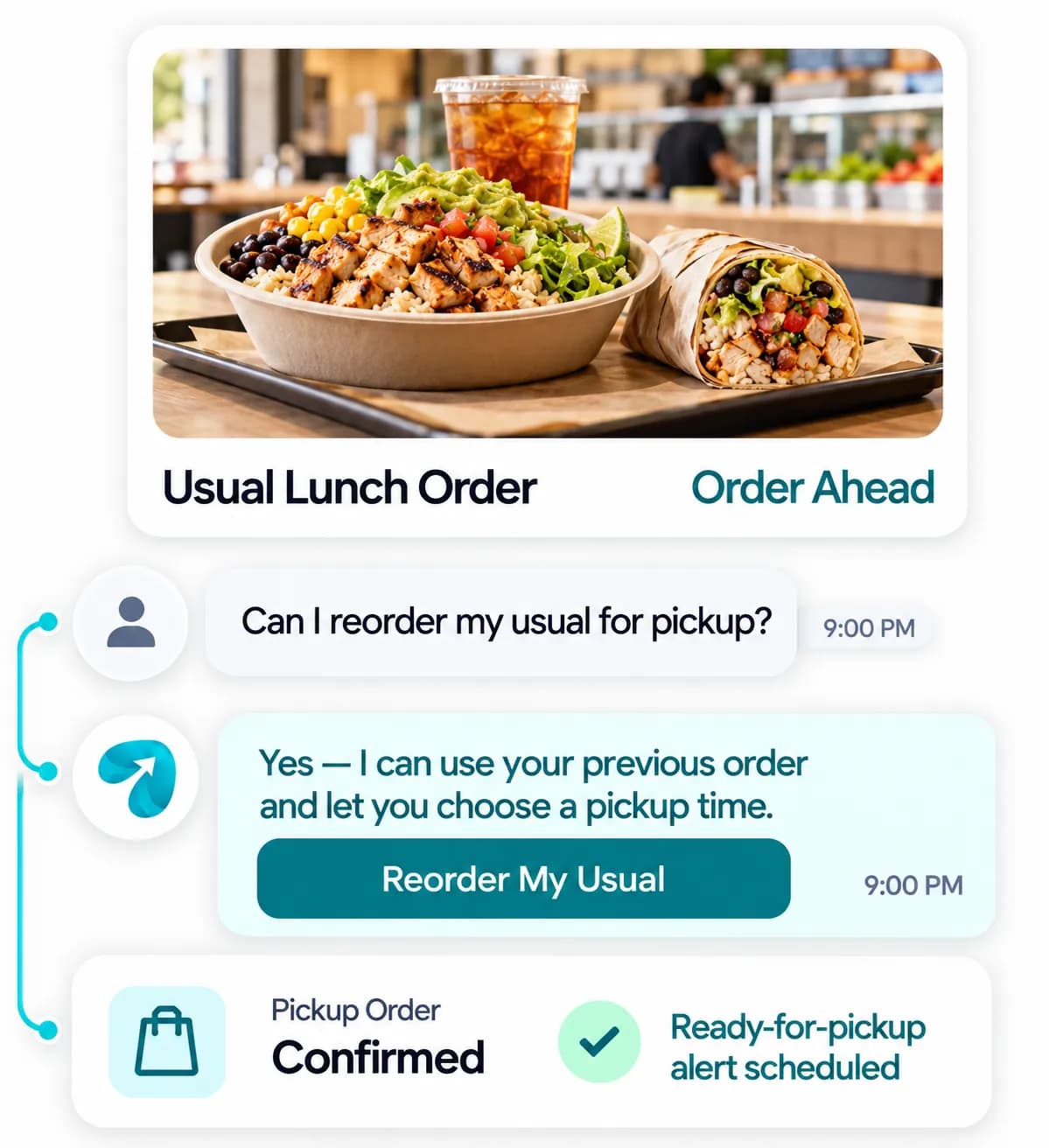 Fast Casual Automation: a customer question answered and confirmed in a Reflys chat