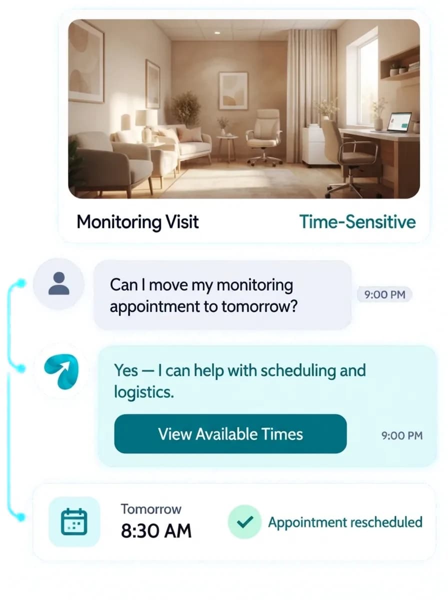 Fertility Clinic Automation: a customer question answered and confirmed in a Reflys chat