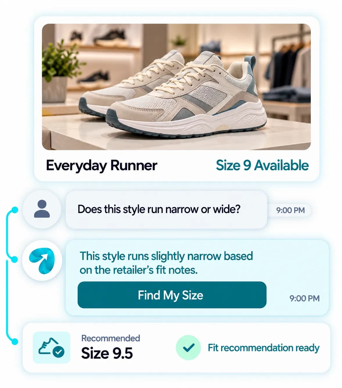 Footwear Retailer Automation: a customer question answered and confirmed in a Reflys chat