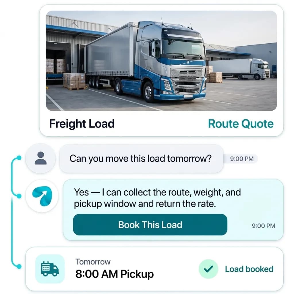 Freight & Trucking Automation: a customer question answered and confirmed in a Reflys chat