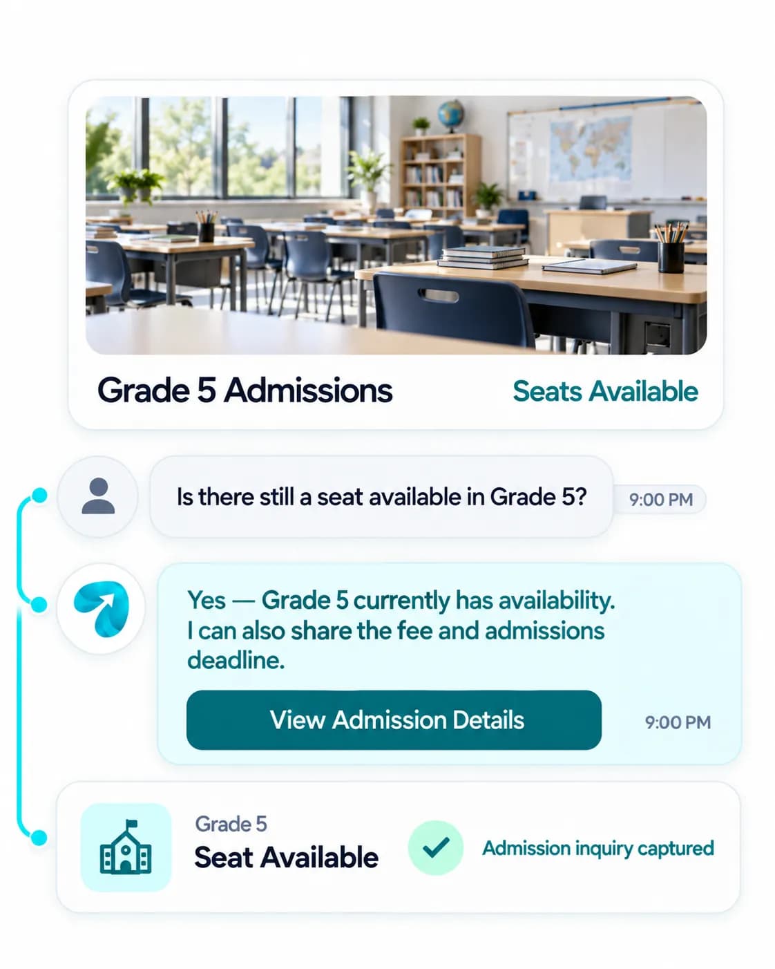 K-12 Private School Automation: a customer question answered and confirmed in a Reflys chat