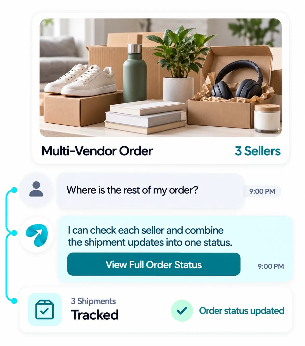 Multi-Vendor Marketplace Customer Support: a customer question answered and confirmed in a Reflys chat