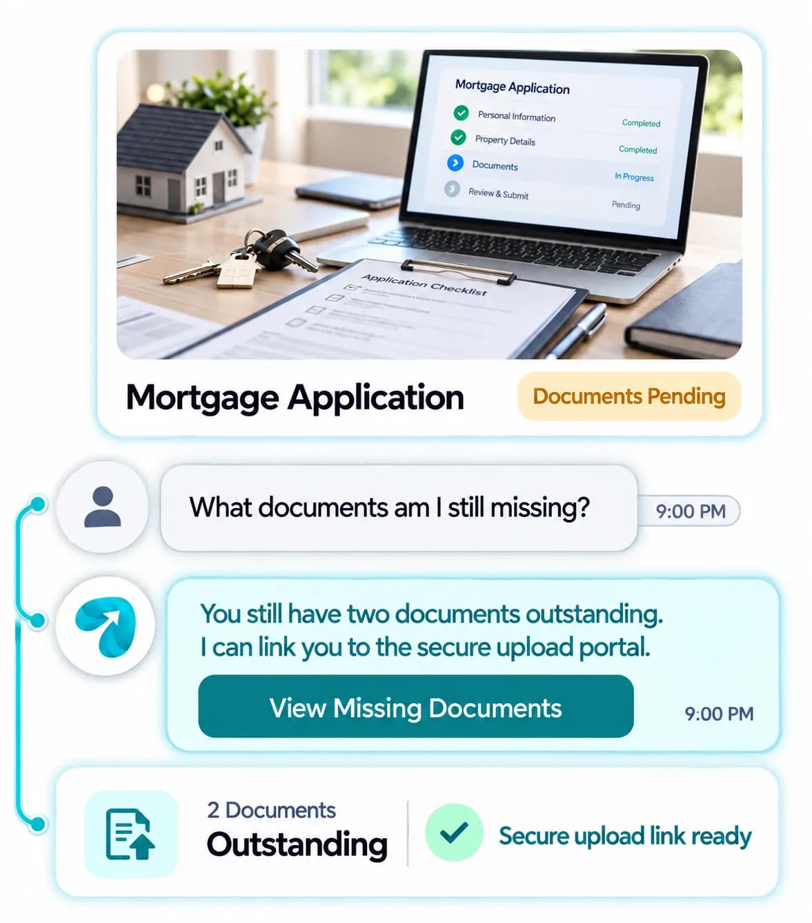 Mortgage & Loan Broker Automation: a customer question answered and confirmed in a Reflys chat