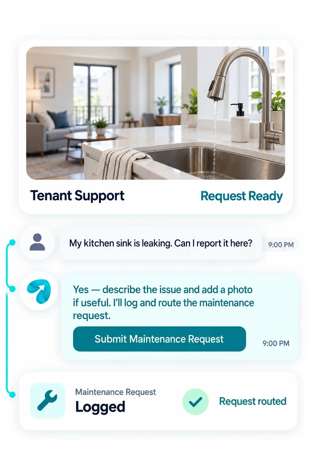 Property Management Automation: a customer question answered and confirmed in a Reflys chat