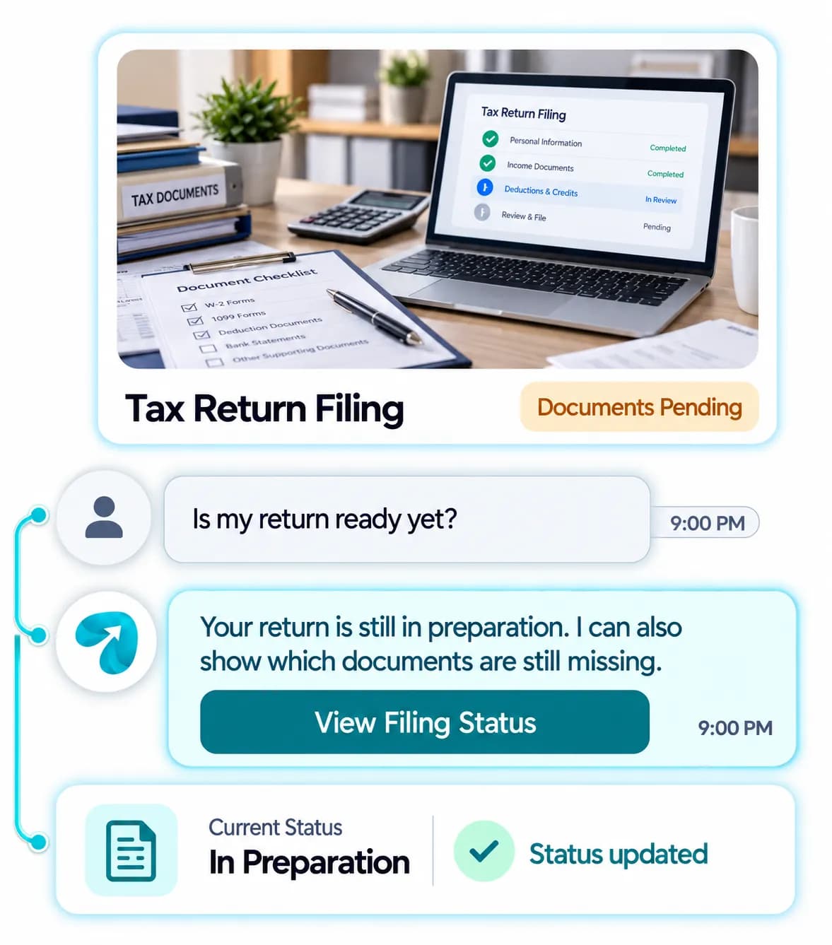 Tax & Accounting Firm Automation: a customer question answered and confirmed in a Reflys chat