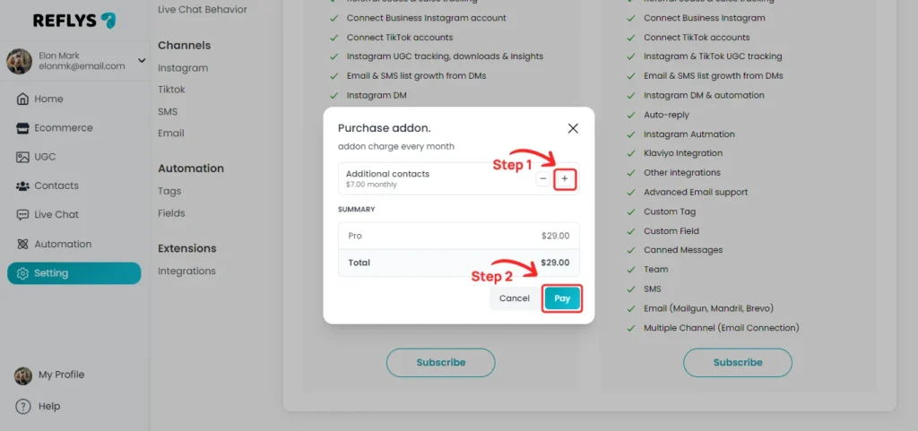 Purchase Add-on Feature