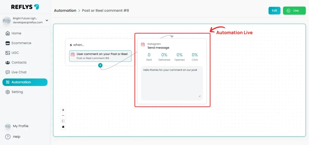 Instagram Automation Live