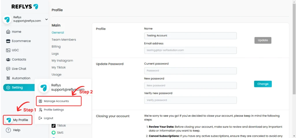 Account Management Features