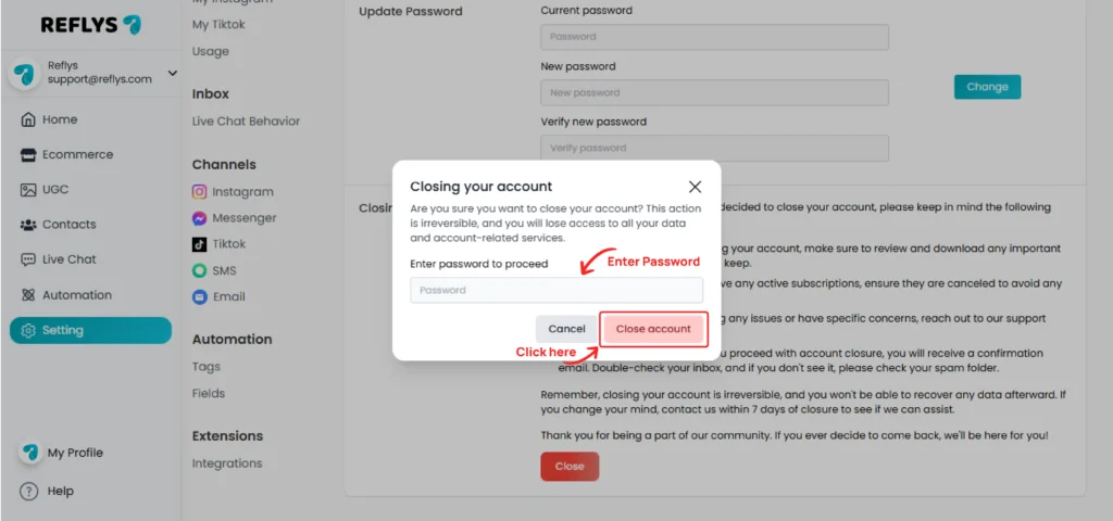 Close Account Process