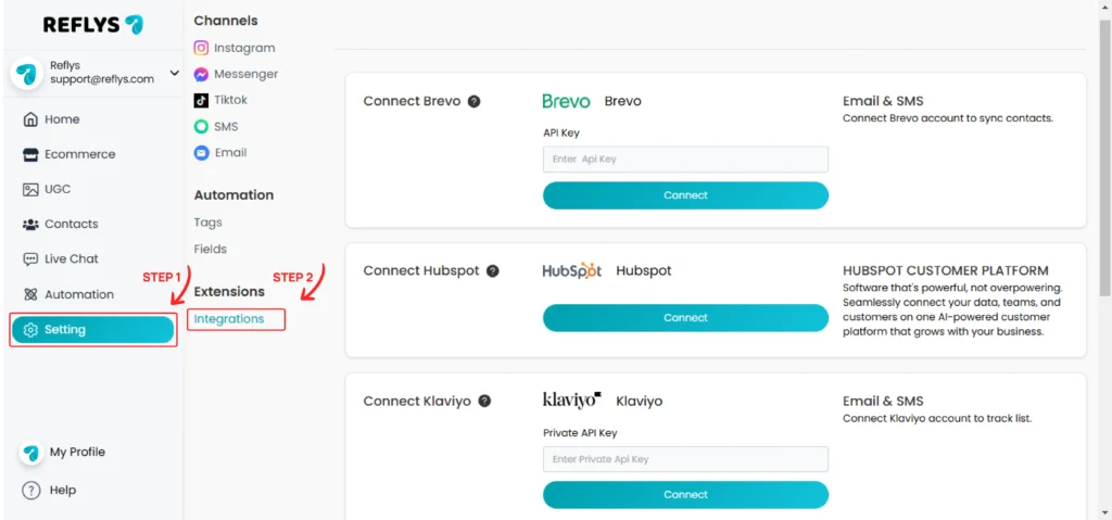 Connect via Klaviyo