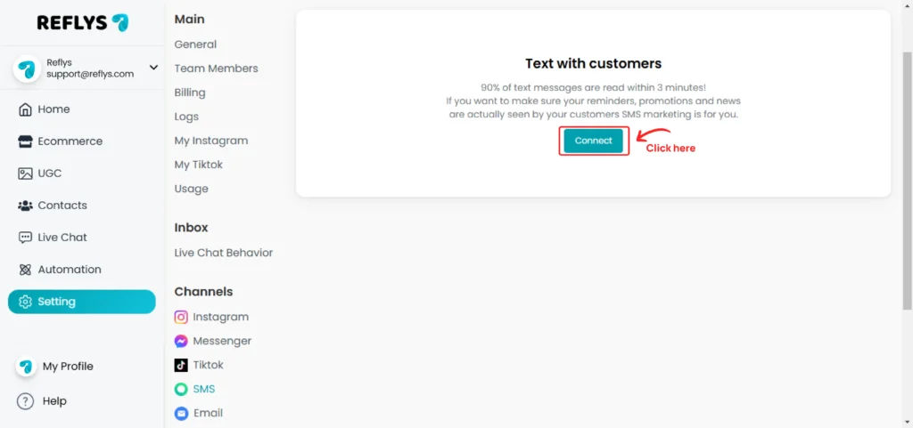 Connect via SMS