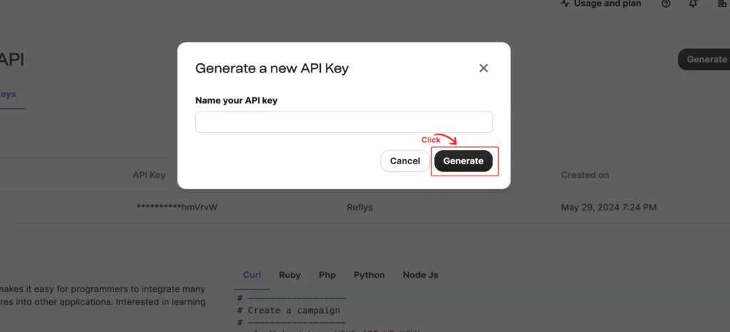 Generate API Key