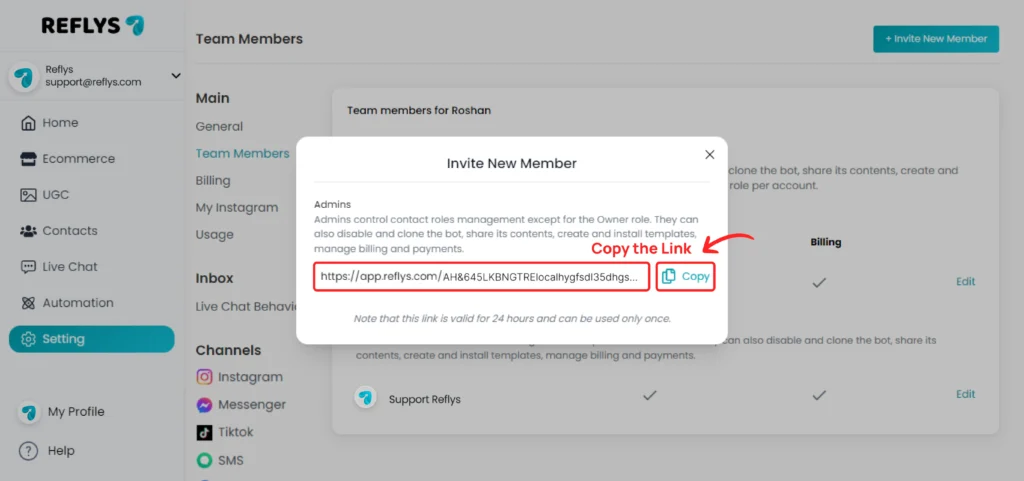 Invite Member Feature
