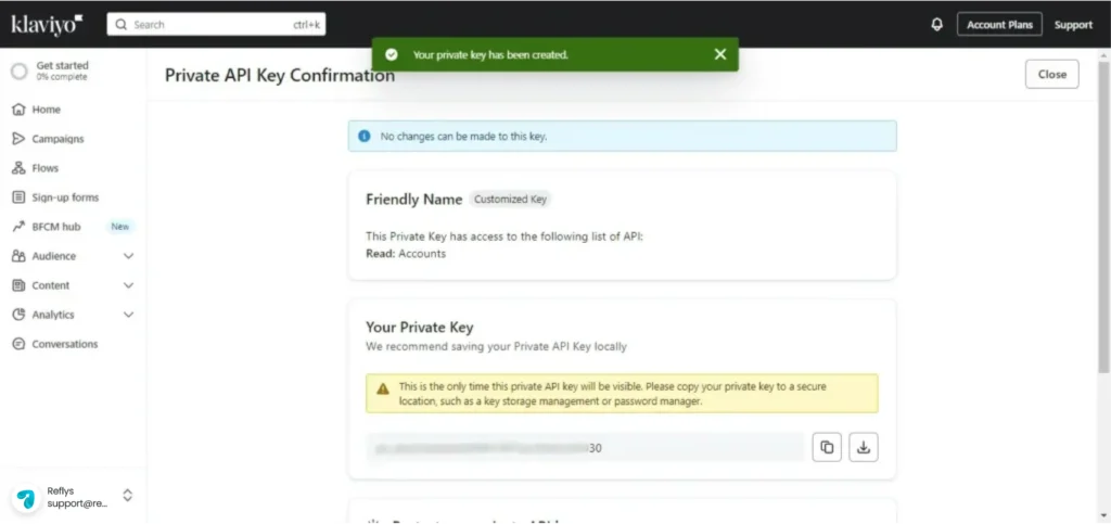 Klaviyo Private API Key