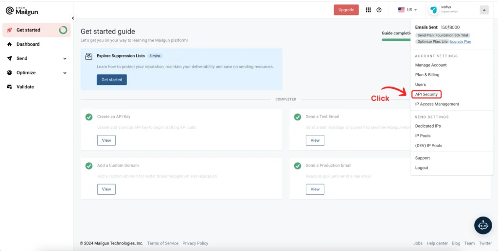 Mailgun Account Overview