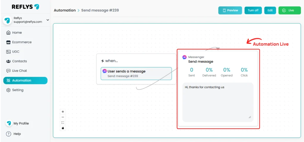 Messenger Messages Automation Live