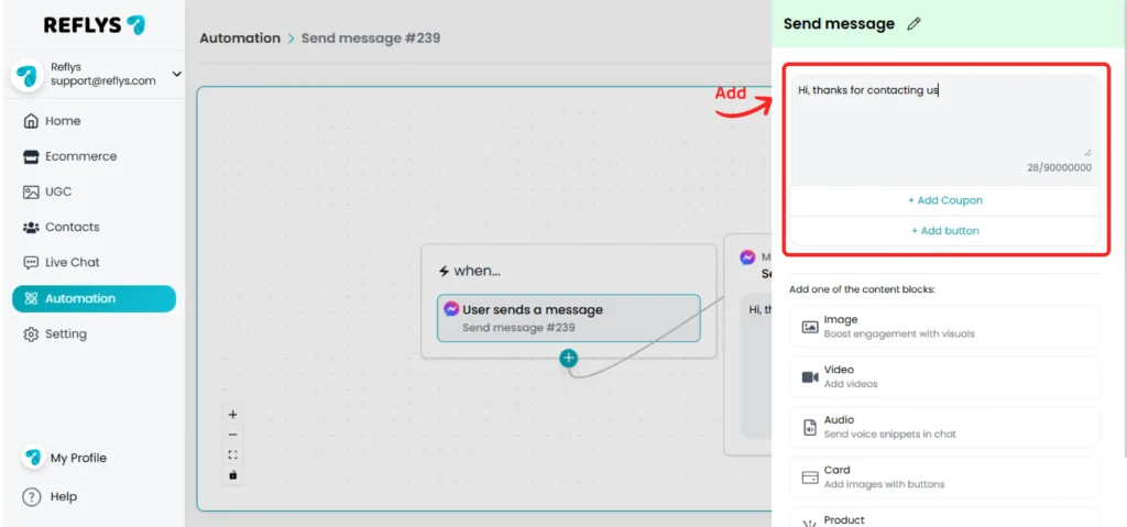 Messenger Messages Configuration