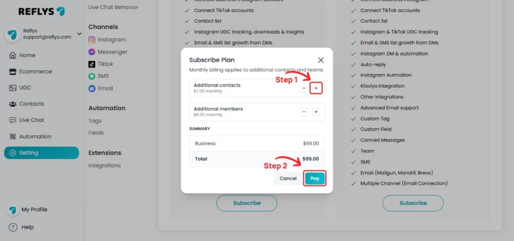 Purchase Add-on Feature