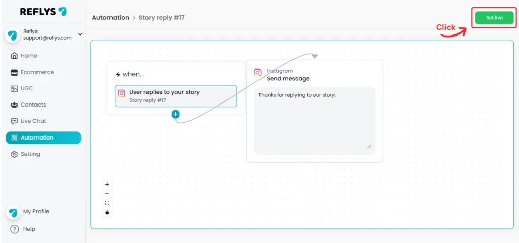 Set Live Story Reply
