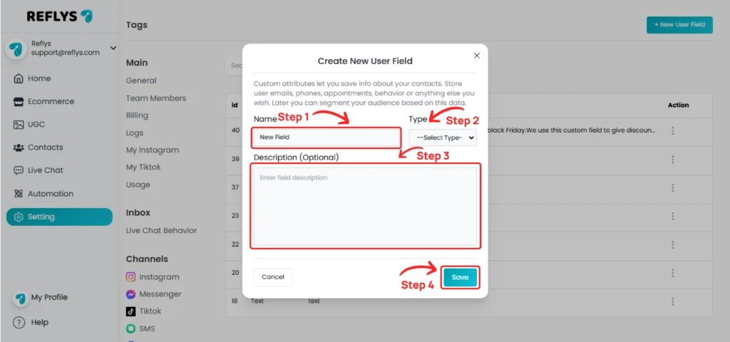 User Fields Customization