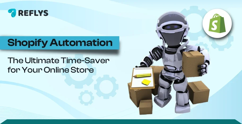 An image illustrating automation features for Shopify, designed using Elementor.